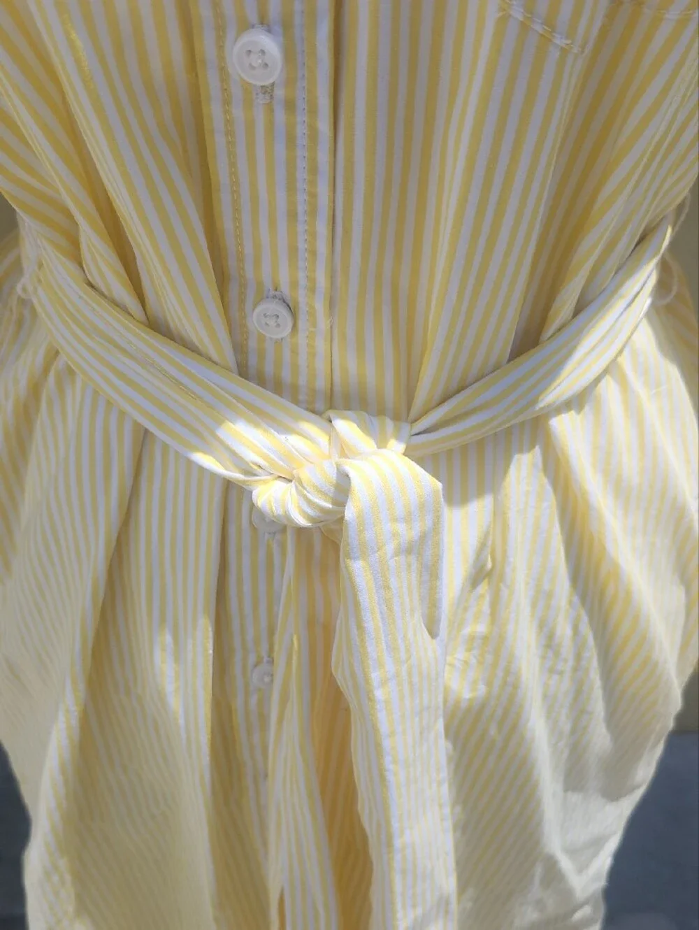 J. Crew Pale Yellow Striped Long-Sleeve Shirt Dress